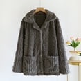 thumbnail image 2 of MGDXOX Women's Fuzzy Fleece Pajama Tops Notch Lapel Button Down Sleepwear Soft Plush Warm Winter Coat Jacket with Pockets Gray L, 2 of 4
