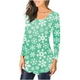 thumbnail image 1 of Tops para mujer Camisas Blusas Elegante Casual Camisas de manga larga Camiseta Estampado Cuello redondo Fruncido Jersey Blusa Odeerbi  ODB-5, 1 of 6