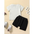 thumbnail image 3 of Bagilaanoe 2pcs Toddler Baby Boys Short Pants Set Letters Print Short Sleeve T-Shirt Tops + Shorts 6M 9M 12M 18M 24M 3T Kids Casual Summer Outfits, 3 of 8