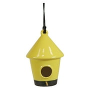 Alpine Corporation 10-Inch Ceramic Hanging Birdhouse, Yellow