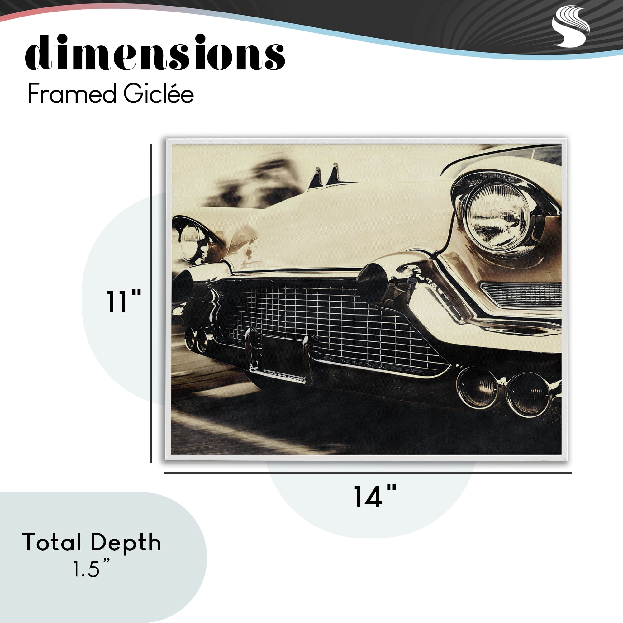 Stupell Industries Vintage Ride Headlights White Framed Giclee Art, design by Marcus Prime