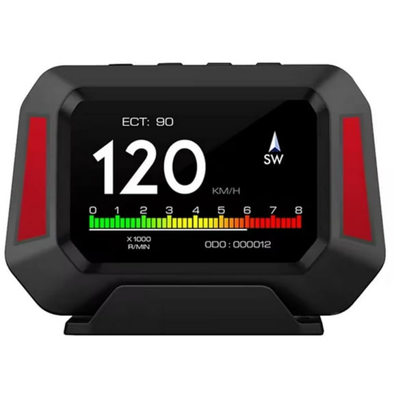 P21 Car HUD Head Up Display Digital Speedometer,Slope Meter,OBD GPS Dual System,Inclinometer Gradient,RPM,Fuel Consumption,Overspeed Alarm,Voltage,Water Temp for Vehicles After 2008