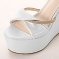 thumbnail image 4 of FSJ Women Graceful Round Open Toe Platform Wedge High Heels Sandals Ankle Strap Adjustable Buckle Party Evening Dress Shoes Size 7 White, 4 of 4