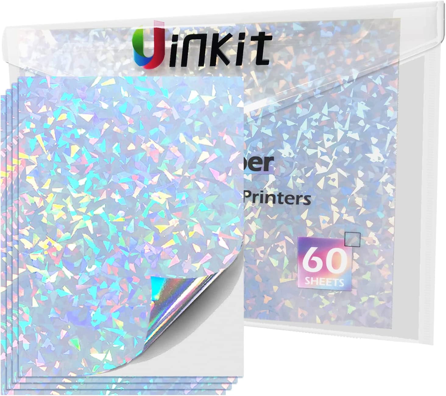 Uinkit Holographic Rainbow Sticker Paper 25 Sheets Inkjet/Laser Printer Printable