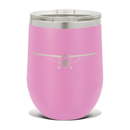 

J-3 Cub Wine Tumbler 12 oz - Laser Engraved - Polar Camel - Stainess Steel - Vacuum Insulated - Double Walled - Wine Glass - Stemless - Drinkware Clear Lid - j3 light aircraft - Lt Purple