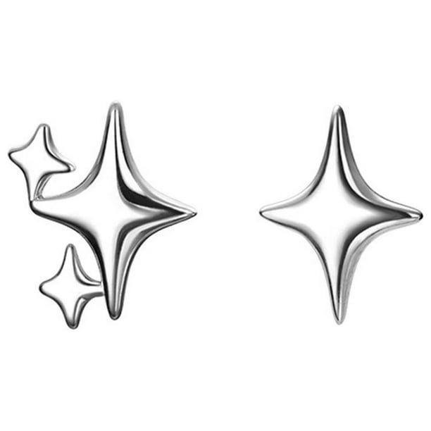 Clásico Pendientes Estrella Niñas Cristal Plata Dainty Mujeres Zirconia Oreja Piercing Stud Earrings