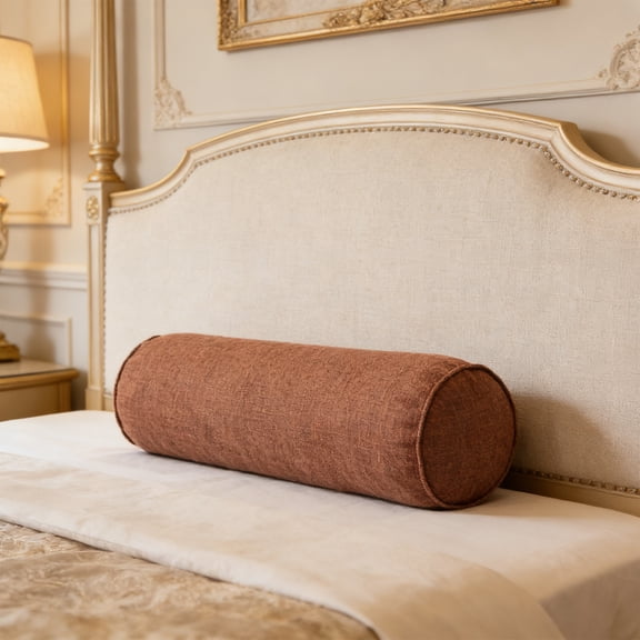 Round Neck Pillow Roll Cervical Support Pillows Neck Pain Relief Cylinder Bolster Pillows with Removable Washable Cover for Sleeping/Chair/Car/Sofa(15.75x5.91in,Coffee)