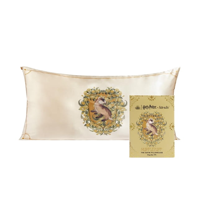 Funda de almohada Kitsch x Harry Potter Hufflepuff satinada tamaño king