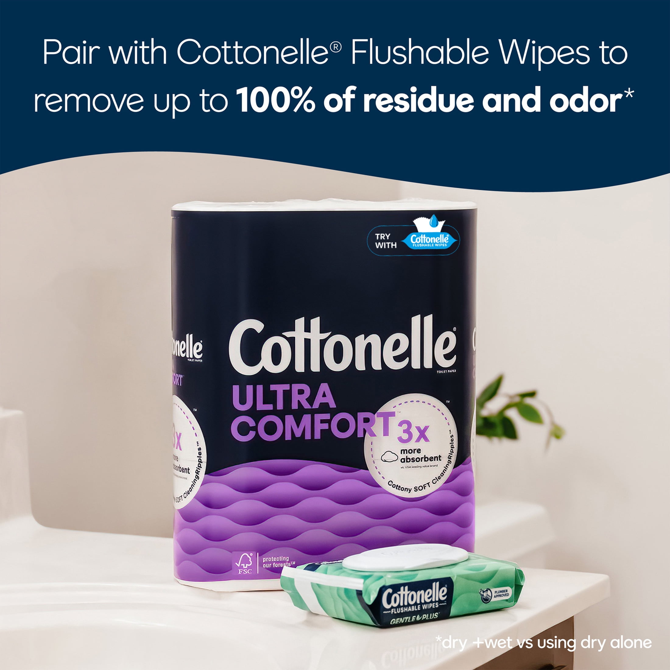 (4 pack) (4 pack) Cottonelle Ultra Comfort Toilet Paper, Soft Toilet Tissue, 6 Mega Rolls