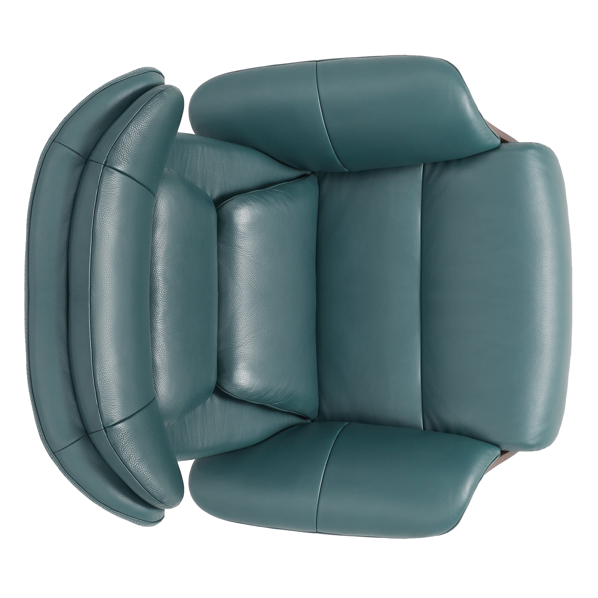 CHITA Swivel Recliner Chair with Ottoman Set & Adjustable Headrest, Leather Lounge Accent Arm Chairs for Living Room Bedroom, Teal Blue