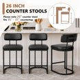thumbnail image 6 of CRERIYO Counter Height Bar Stools Set of 2, Upholstered Kitchen Island Chairs with Thick Padded Seats, Backrests and Sturdy Metal Frame, Black, 6 of 9