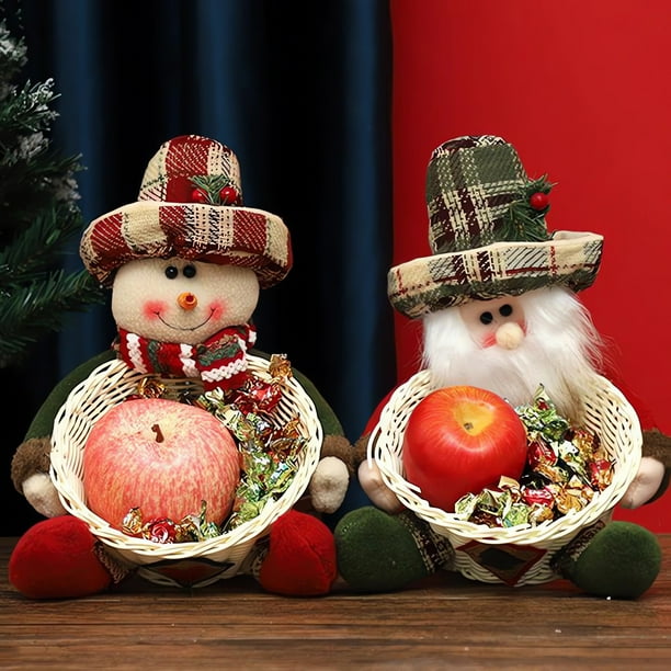 Cesta de dulces decorativa, adornos navideños de escritorio, cesta de frutas y dulces para niños, regalo de Navidad, decoración navideña para el hogar, temporada festiva, diseño de 2