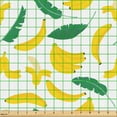 thumbnail image 2 of Ambesonne Banana Leaf Fabric by the Yard Upholstery, Exotic Fruit Cartoon, 2 Yards, Mustard and Jade Green, 2 of 5