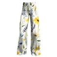 thumbnail image 4 of IDALL Wide Leg Pants Woman Lounge Pants Women Woman High Waist Floral Patterned Pants Lightweight Loose Fit Casual Colorful Trouser Imitation Jeans Baggy Pants High Waisted Pants Yellow S, 4 of 4