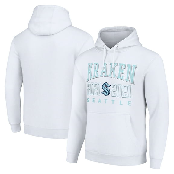 Men's Starter White Seattle Kraken  Graphic Pullover Hoodie