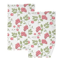 Bath Hand Towel 2 Pcs Vintage Red Cranberry Absorbent Face Towel Soft Breathable Cotton Towel Set for Bathroom Kitchen Hotel Spa Gift Decor