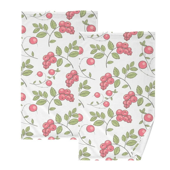 Bath Hand Towel 2 Pcs Vintage Red Cranberry Absorbent Face Towel Soft Breathable Cotton Towel Set for Bathroom Kitchen Hotel Spa Gift Decor