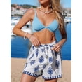 thumbnail image 5 of Women'S Floral Printed Shorts Elastic High Waist Wide Leg Flowy Boho Shorts Royal Blue XXL, 5 of 9