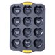 thumbnail image 2 of Molde de silicona para magdalenas, bandeja antiadherente en forma de corazón de 12 tazas para cupcakes, chocolate, bocados de huevo, liberación fácil, lavavajillas, 2 of 9