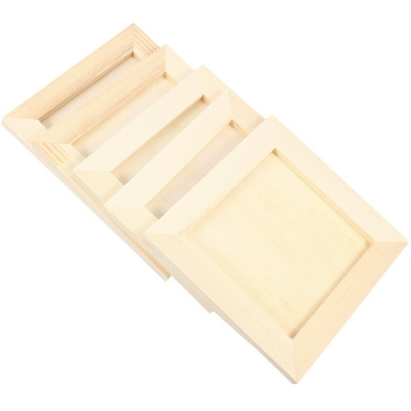 HEANUJJ 5Pcs Unfinished Wood Photo Frames Square Khaki Painting Craft Frames for Home Decor and Educational Use