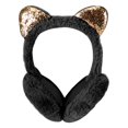 thumbnail image 3 of BadPiggies Winter Earmuffs Foldable Fluffy Cute Cat Ear Warmer Glitter Ear Muffs for Women and Girls, 3 of 9