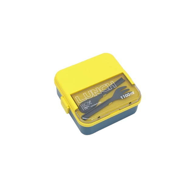 Contenedores de la Caja de Almuerzo Del Compartimiento Sellado Microondas Segura, Plástico Azul de Gran Capacidad 17x16x7.5cm para la Comida Del Trabajador de la Oficina Del Estudiante, Diseño a Prueb