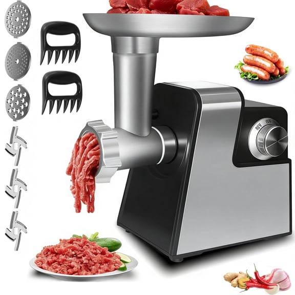 Electric Meat Grinder, 400W(600W Max) Sausage Stuffer Maker with Sausage Stuffer Tubes & Kubbe Kit, Food Grinder with Blade & 3 Plates For Home Kitchen Use
