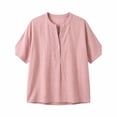 thumbnail image 4 of GUACER Tops for Women Button Down Short Sleeve Henley Shirt, Summer Loose Fit Casual Blouse, 4 of 6