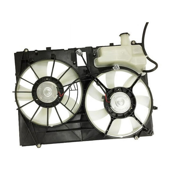 Dual Radiator and A/C Condenser Cooling Fan Assembly With Reservoir Tank - Compatible with 2004 - 2005 Toyota Sienna Without Trailer Tow Package