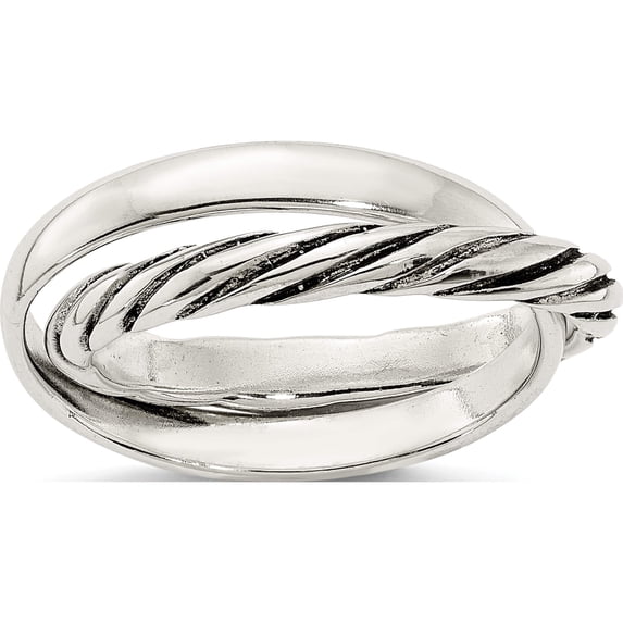 Sterling Silver Polished & Twisted Intertwined Rings (Size 8) Made In Thailand qr7236-8