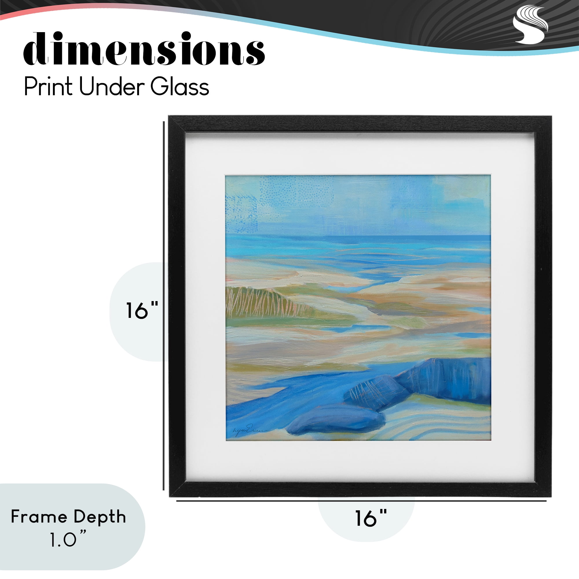 Stupell Industries Low Tide Azure Dunes Black Framed Print Under Glass, design by Lynn Ericson Fine Art