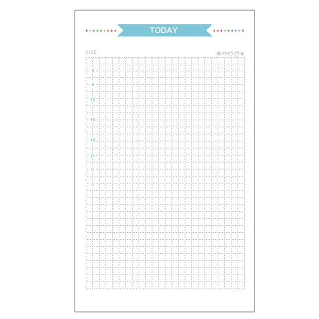 40 Sheets A6 Size 6-Hole Paper Refills For Notebook Planner Journal Dairy (Grid)