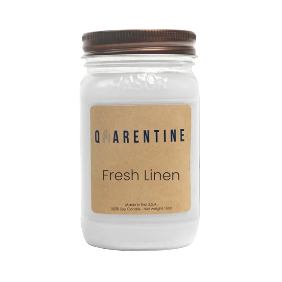 Natural Organic Fresh Linen Soy Wax Candle 16oz, Cozy Fresh Clothes Scent, Aromatherapy & Massage Oil - Quarentine Essentials by Carla Miles