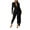 Black, variant on Women Elegant Romper Trendy Long Sleeve Skinny Ruched Bodycon Casual Deep V Neck Stretchy Legging Jumpsuit