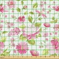 thumbnail image 2 of Ambesonne Floral Fabric by the Yard Upholstery, Hibiscus Chamomiles Pattern, 10 Yards, Soft Pink Avocado Green, 2 of 5