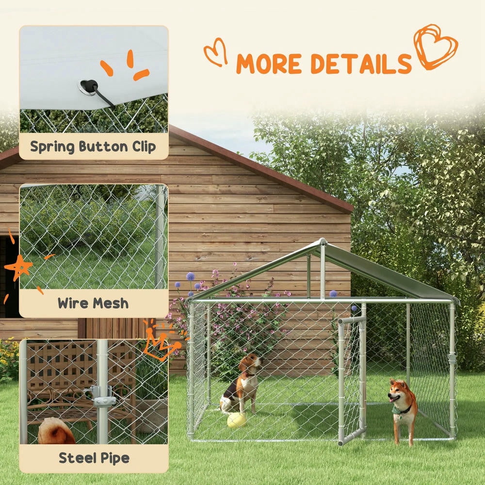 YYAo Doghouse, Puppy Shelter,Dog Kennel Outdoor for Small Medium Dogs with Waterproof Roof, Silver
