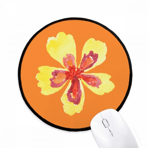 Little Yellow Flower Cartoon Simple Mousepad Round Black Stitched Edge Mat Non Slip Game