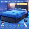 thumbnail image 4 of Fluest Twin Bed Frame with 2-Tier Storage Headboard, USB Port and LED Light, 4 Storage Drawers, Gray, 4 of 7