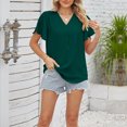thumbnail image 4 of Camiseta de mujer para mujer camiseta informal de gasa con cuello en V a la moda para mujer (verde oscuro S) FLhrweasw Para estrenar, 4 of 8