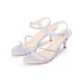 thumbnail image 3 of BLISSFUL STEP Women's Rhinestones Heels Slingback Kitten Heel Sandals Light Purple (Size 7), 3 of 7