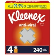 Angle View: Kleenex Anti-Viral Facial Tissues, 4 Cube Boxes (240 Total Tissues)