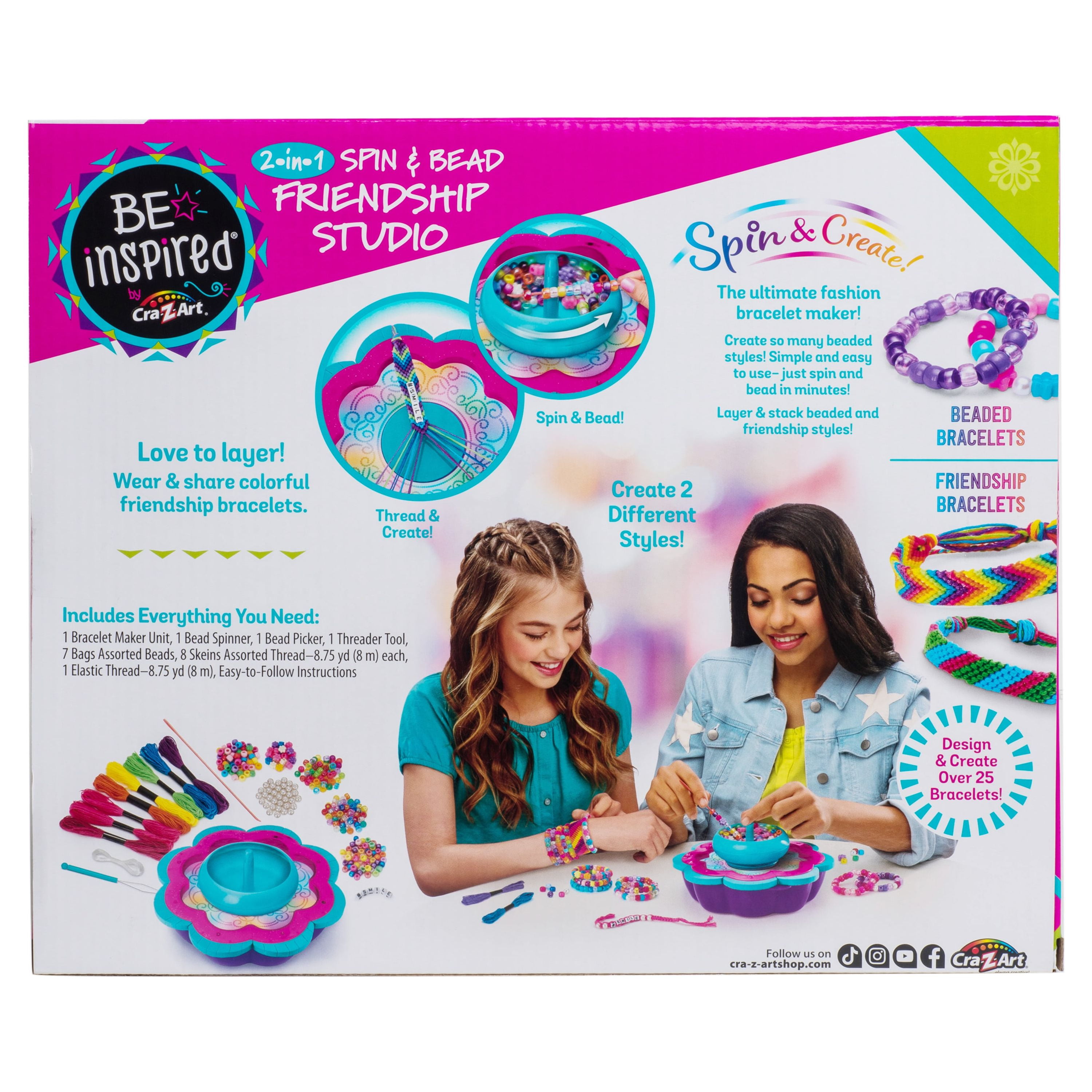 Cra-Z-Art Be Inspired Ultimate Bracelet Studio, 41 Piece Unisex Kit for  Ages 8 and up