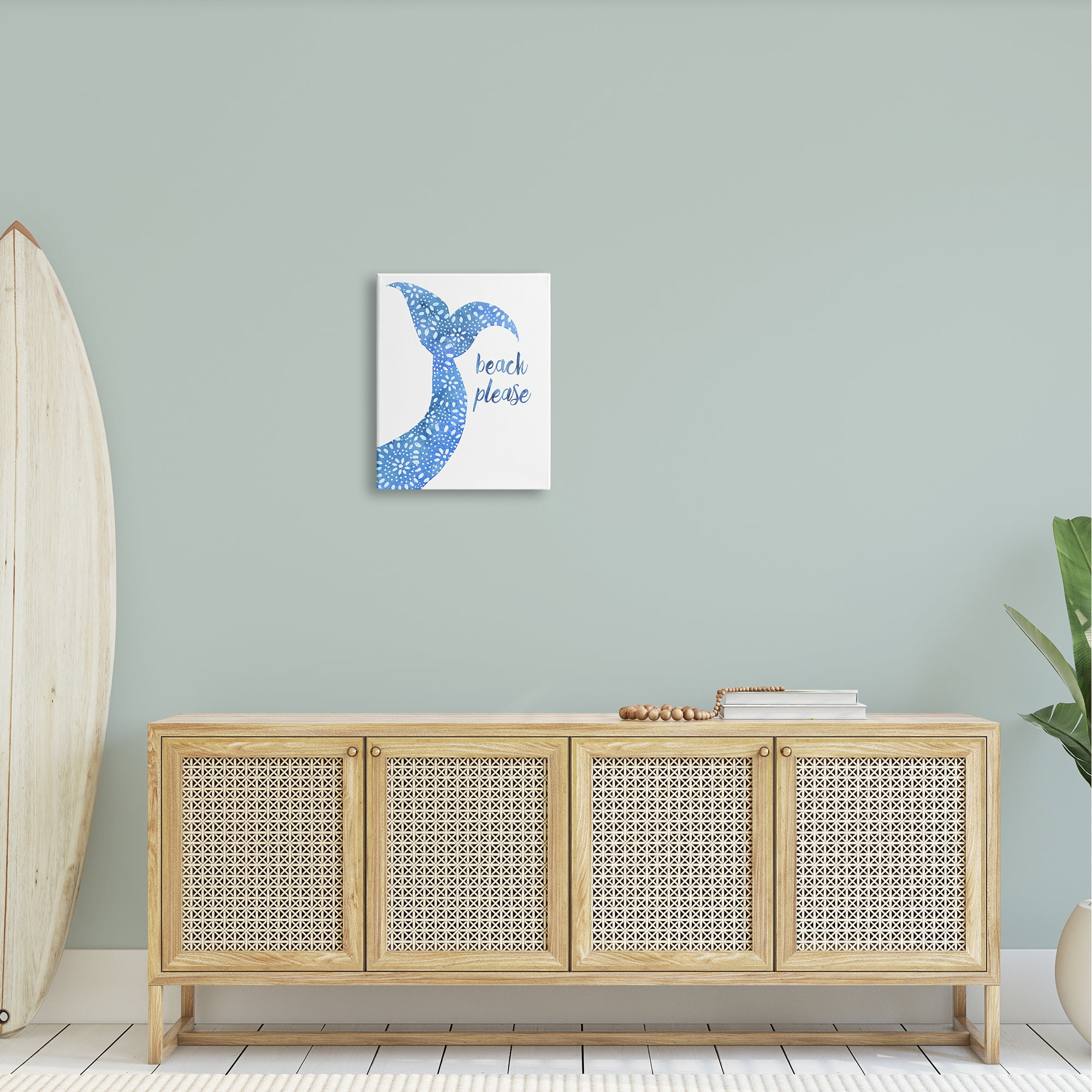 Stupell Industries Beach Please Blue Mermaid Tail Mandala Pattern Painting Gallery Wrapped Canvas Print Wall Art, Design by Jackie Decker