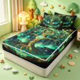 thumbnail image 2 of Homewish Astrology Tree Of Life Zipper Twin Comforter Sets with Fitted Sheet and 2 Pillowcases,Nature Boho Aesthetic Zipper Bedding Set,Green Gold,Black Reversible,4pcs, 2 of 8