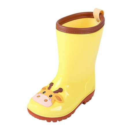 

Toddler Infant Kids Boys Girls Cartoon Rubber Waterproof Rain Shoes Rain Boots Yellow