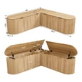thumbnail image 4 of WIRRYTOR 59" Fluted L-Shaped Corner Storage Bench with Rounded Corners, Mid-Century Modern Breakfast Nook Bench, Extra Large Storage Chest, Natural, 4 of 13