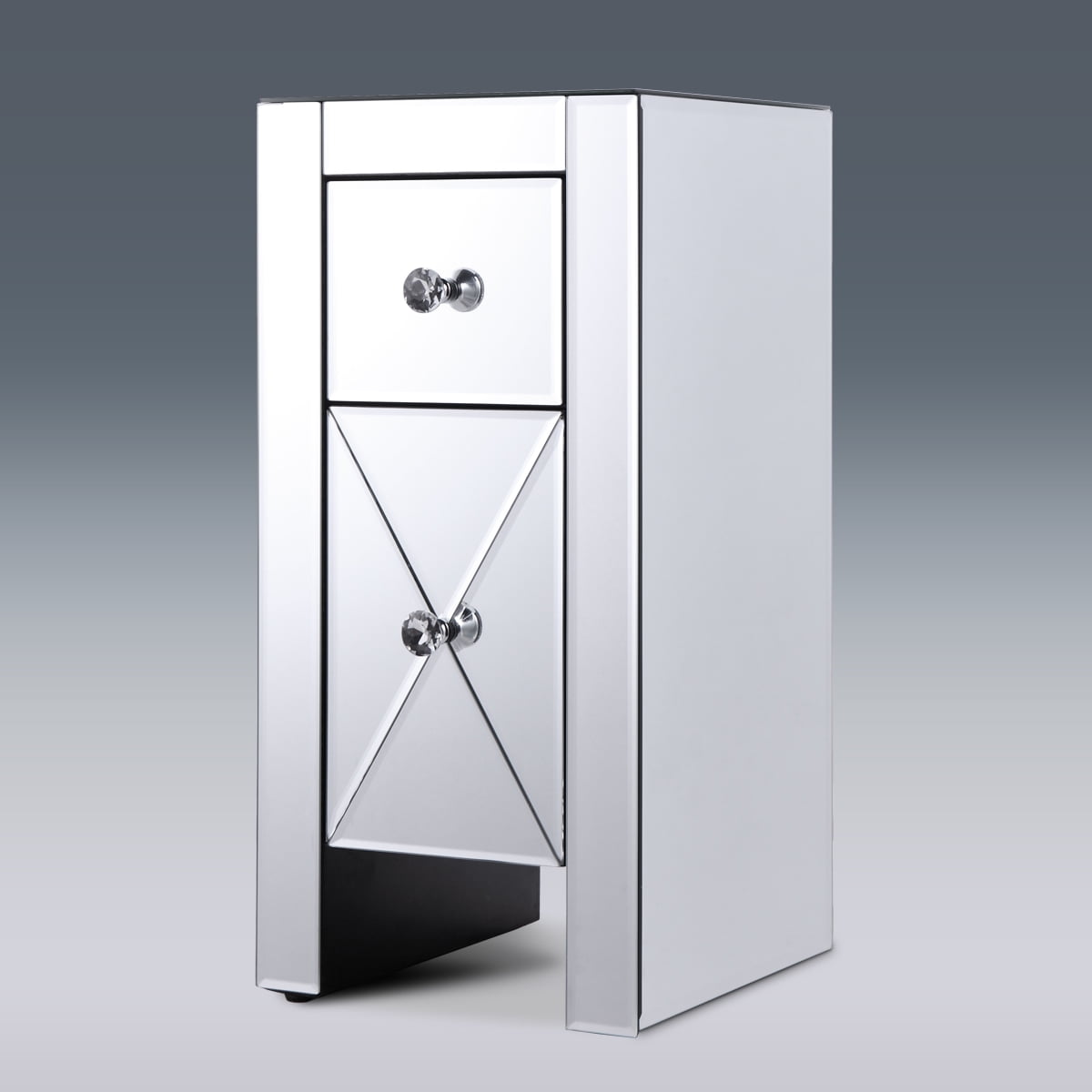 Lowestbest Durable Bedside Table, Mirrored Nightstand Organizer, Nightstand w/ 2 Storage Drawer, End Table Storage Cabinet for Bedroom, Sliver Lowestbest Durable Bedside Table, Mirrored Nightstand Organizer, Nightstand w/ 2 Storage Drawer, End Table Storage Cabinet for Bedroom, Sliver