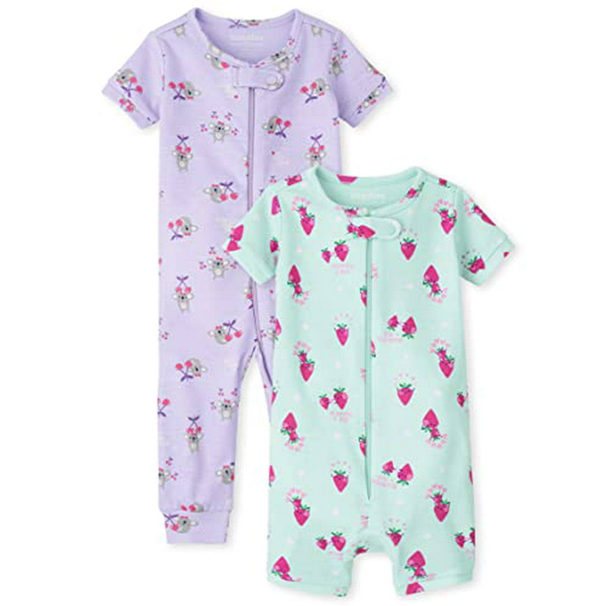 See Pic The Children S Place 2 Pack Baby Toddler Girls Snug Fit 100 Cotton Zip Front One Piece Footed Pajama Koala Strawberry 6 9 Months Other