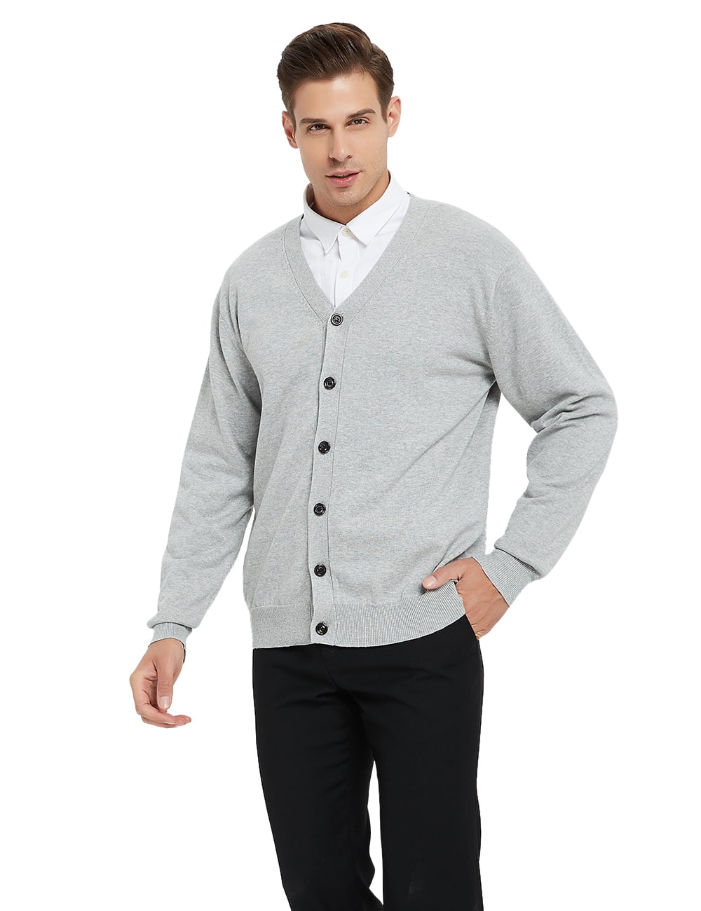 Toptie Mens V-Neck Cotton Sweater Long 