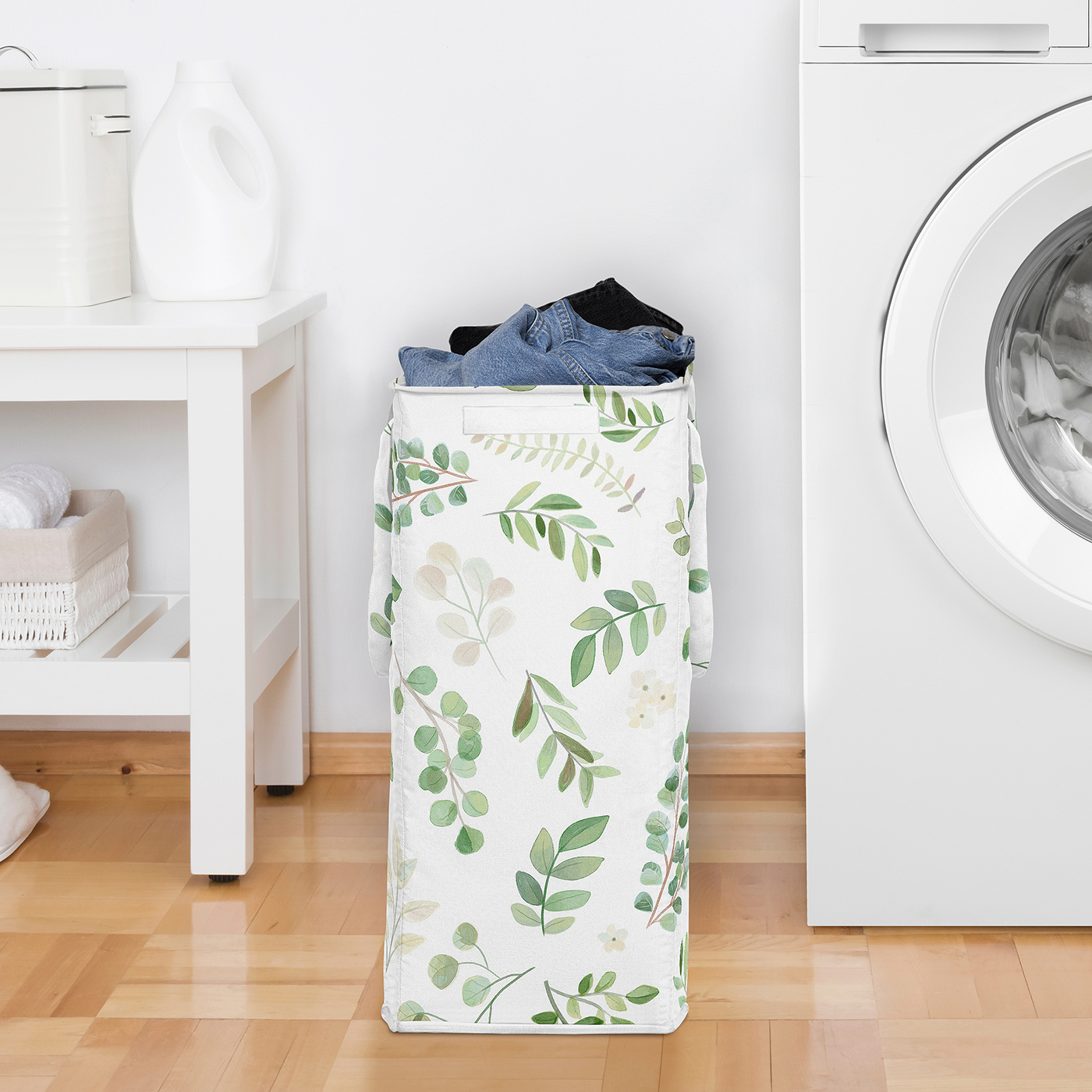 Botanical Green Foldable Laundry Hamper with Handles Boy or Girl Gender Neutral Unisex by Sweet Jojo Designs